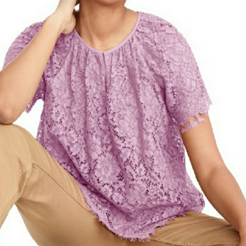 J.Crew Lilac Eyelash Lace Blouse Size Small - Picture 2 of 6